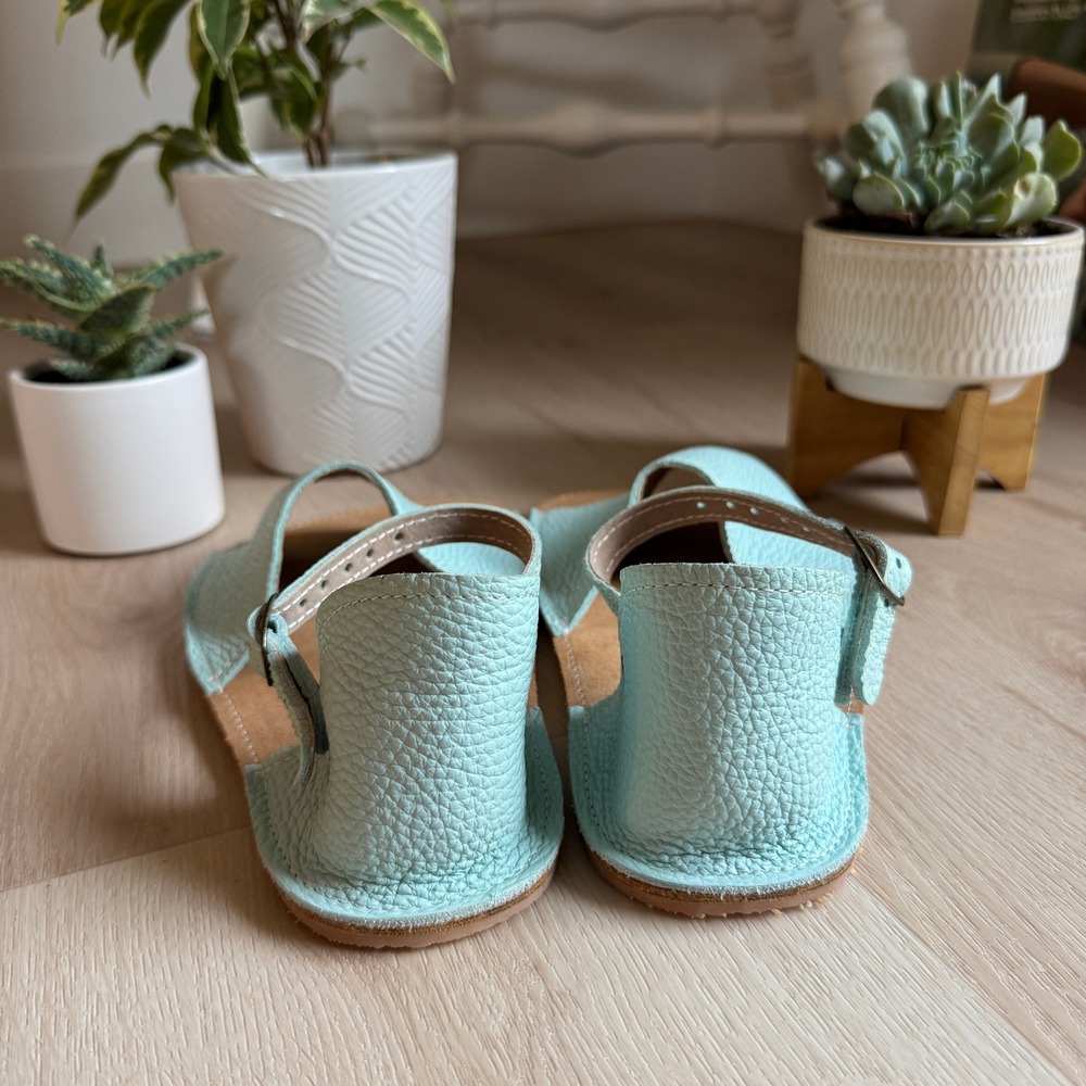 Everleigh Meadow Leather Sandals Ankle Strap Summer Shoes Light Blue 8-9 Boho - Picture 9 of 13